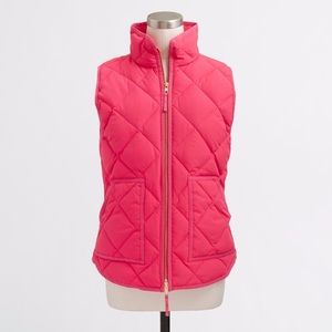 J Crew pink quilted, zip-up puffer vest